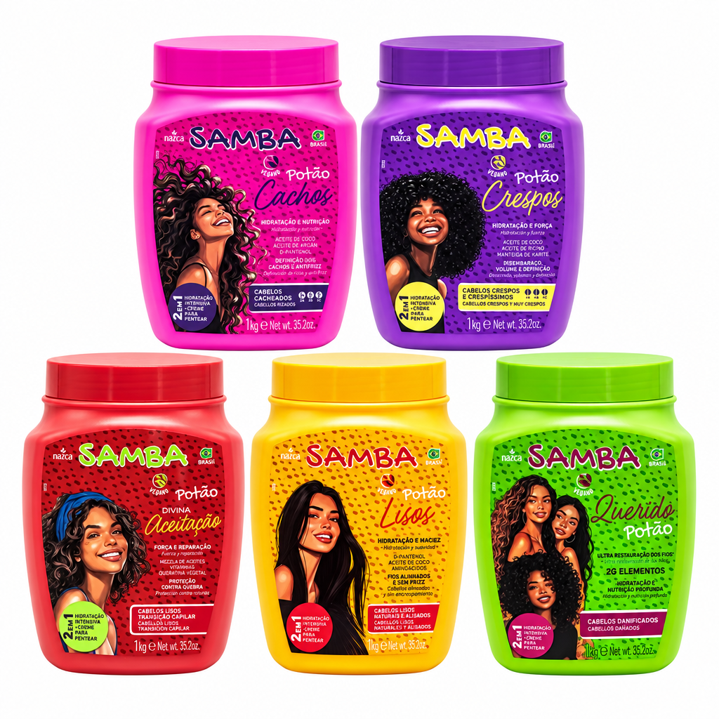 Samba Potao 5 jars combined on white background