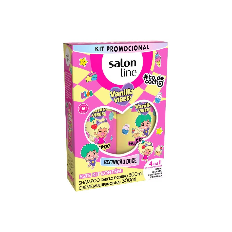 Kit Shampoo 300ml + Creme Multifuncional 300ml #todecacho Kids Vanilla Vibes!