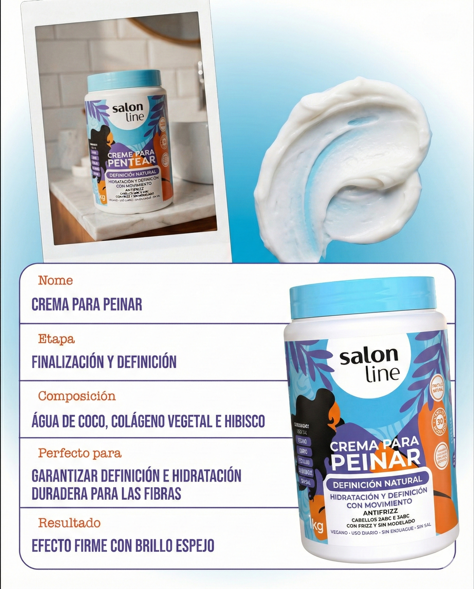 Crema Para Peinar Definição Natural 1kg