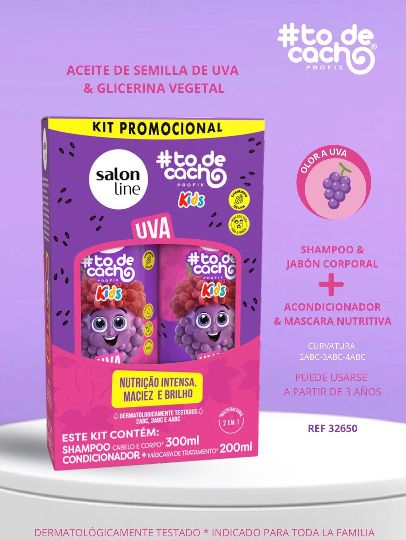 Kit Shampoo y acondicionador Uva #todecacho Kids