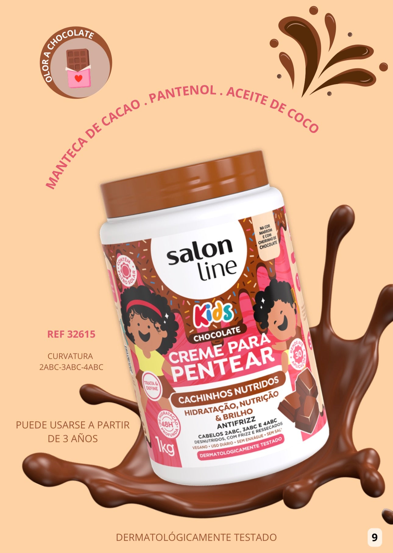 Crema para Peinar Chocolate Kids Cachinhos Nutridos 1kg