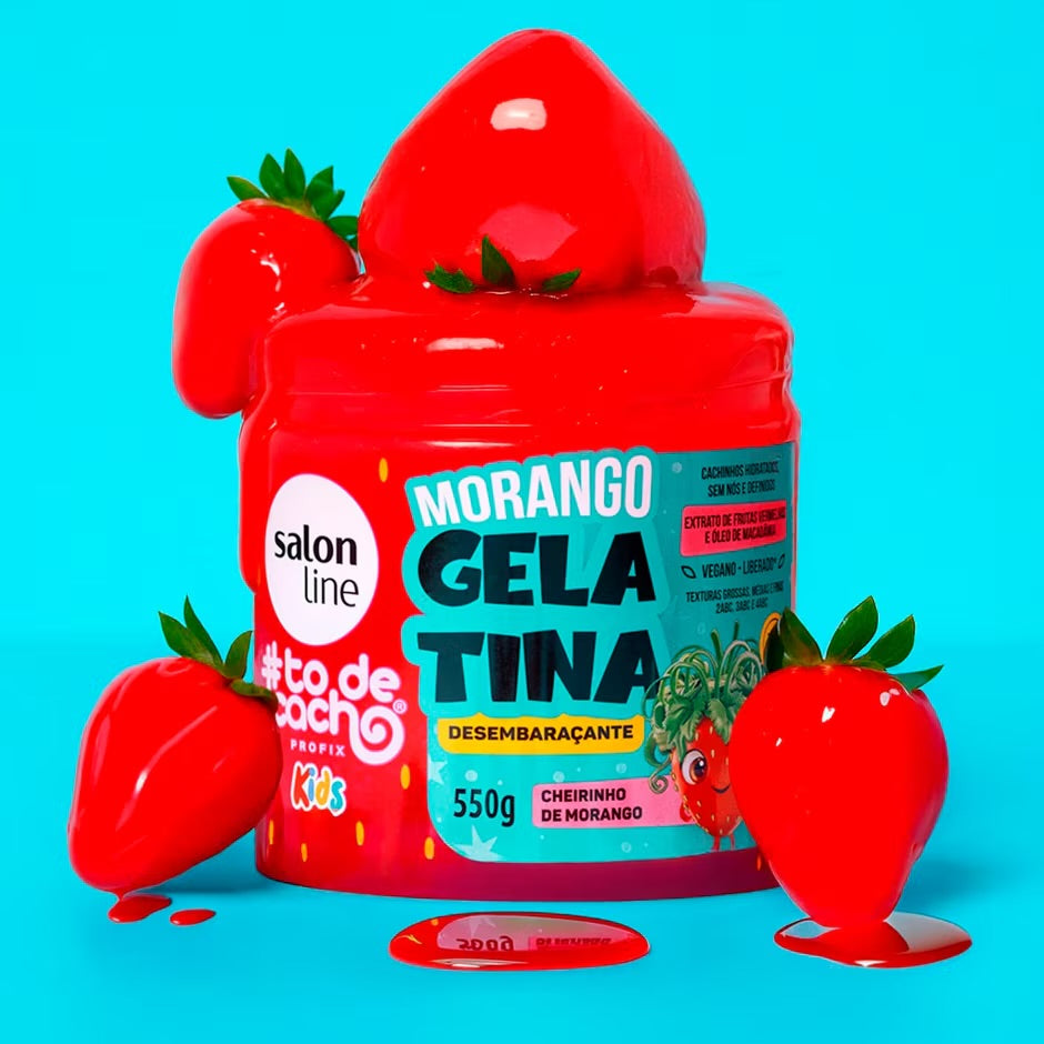 Gelatina Morango #todecacho Kids Desembaraçante 550g