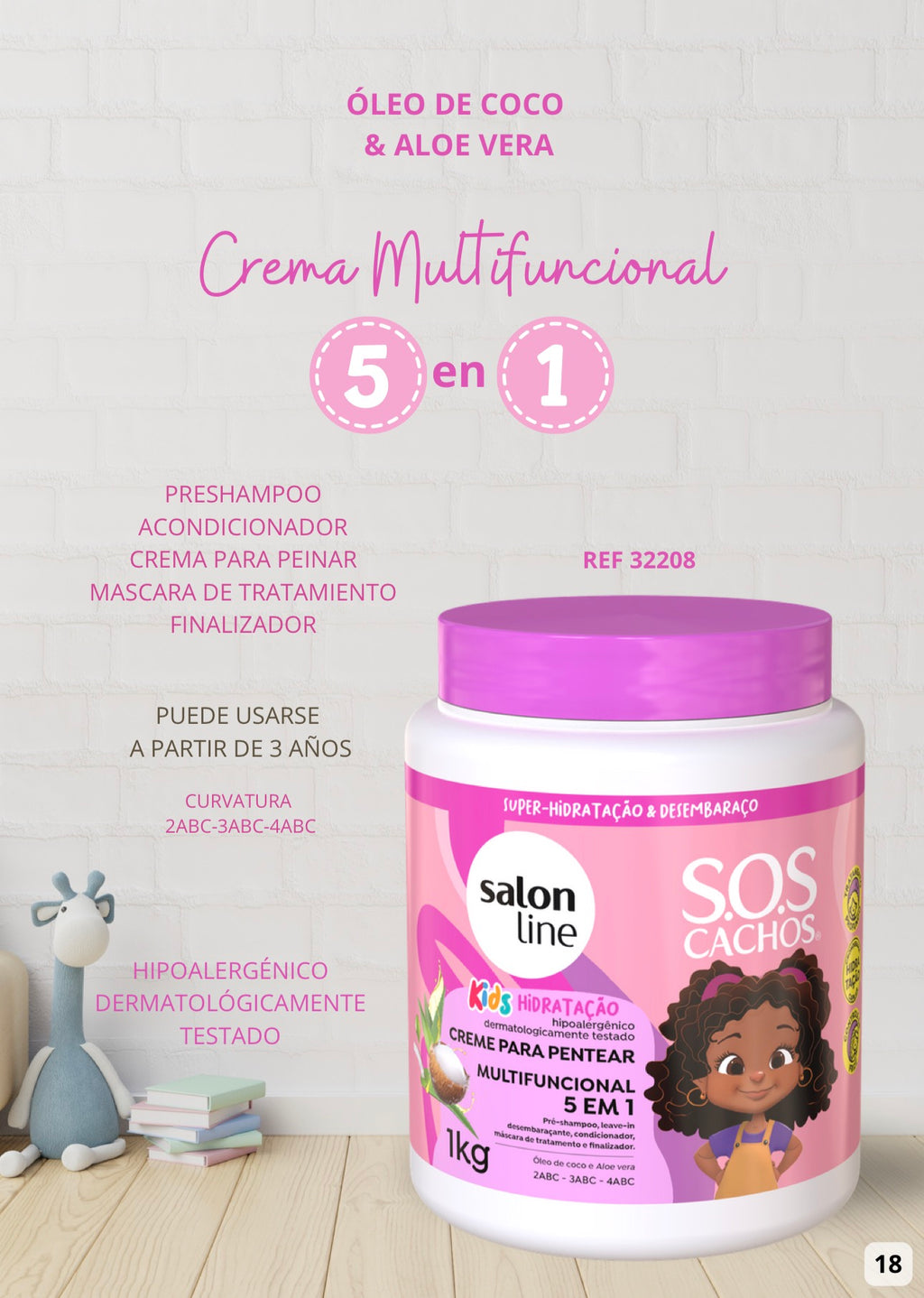 Crema Multifuncional SOS Cachos Kids Hidratación 1kg