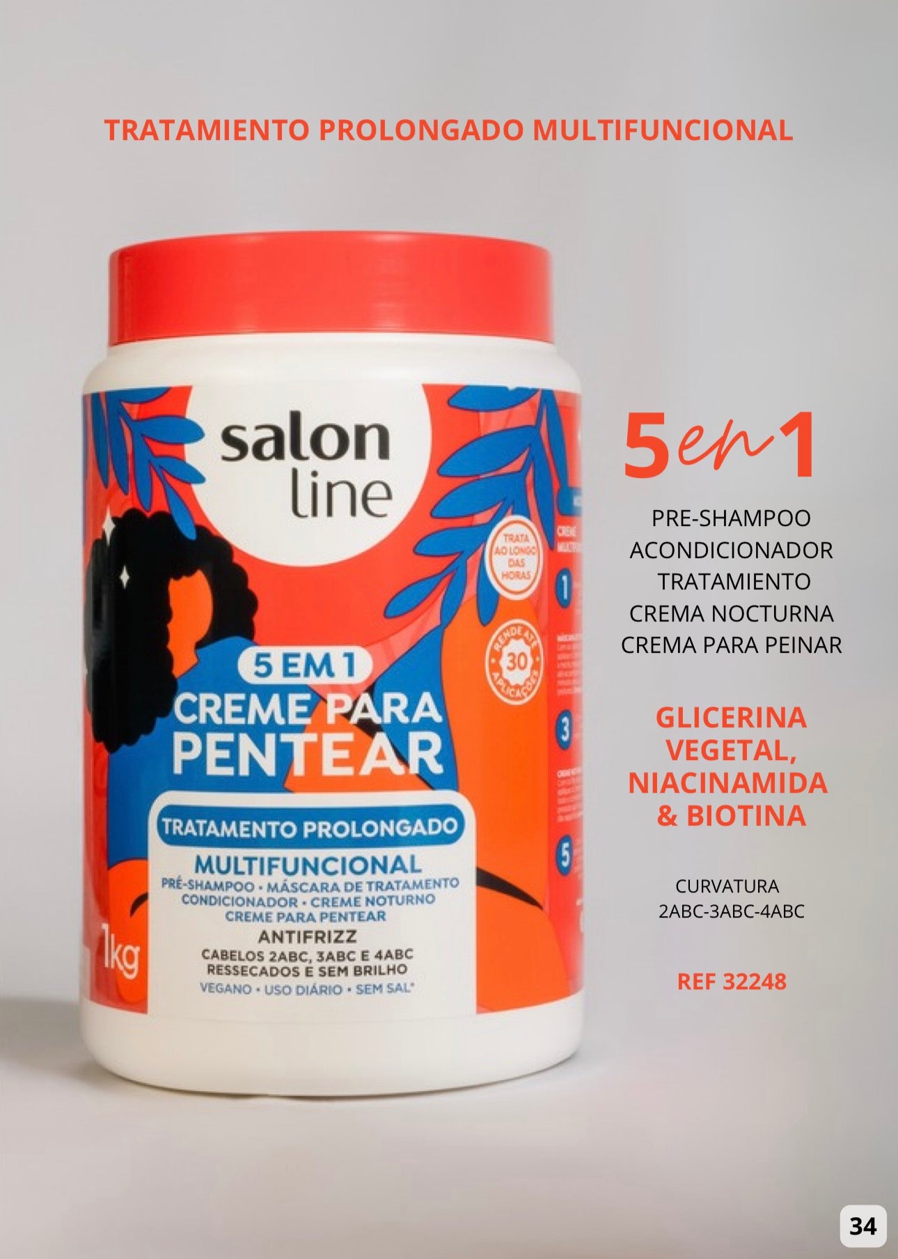 Crema para Peinar Multifuncional Tratamiento Prolongado Salon Line 1kg