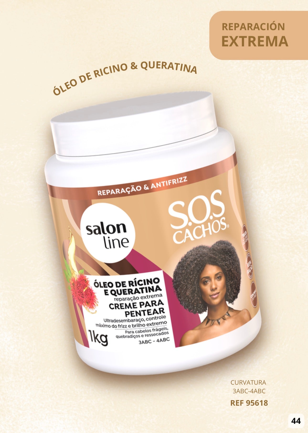 Crema para Peinar SOS Cachos Óleo Ricino Salon Line 1kg