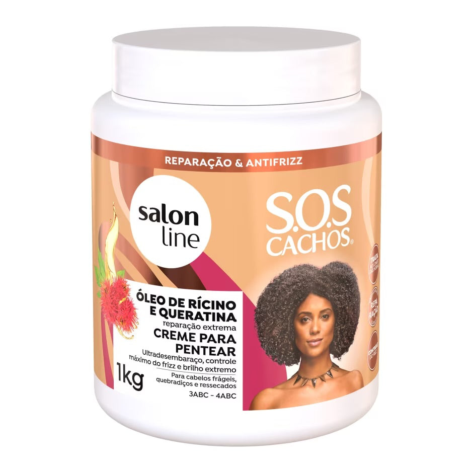 Crema para Peinar SOS Cachos Óleo Ricino Salon Line 1kg