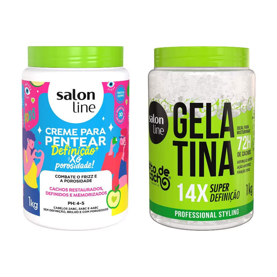 Dúo Rizos Salon Line – Creme Xô Porosidade + Gelatina Super Definición 14X