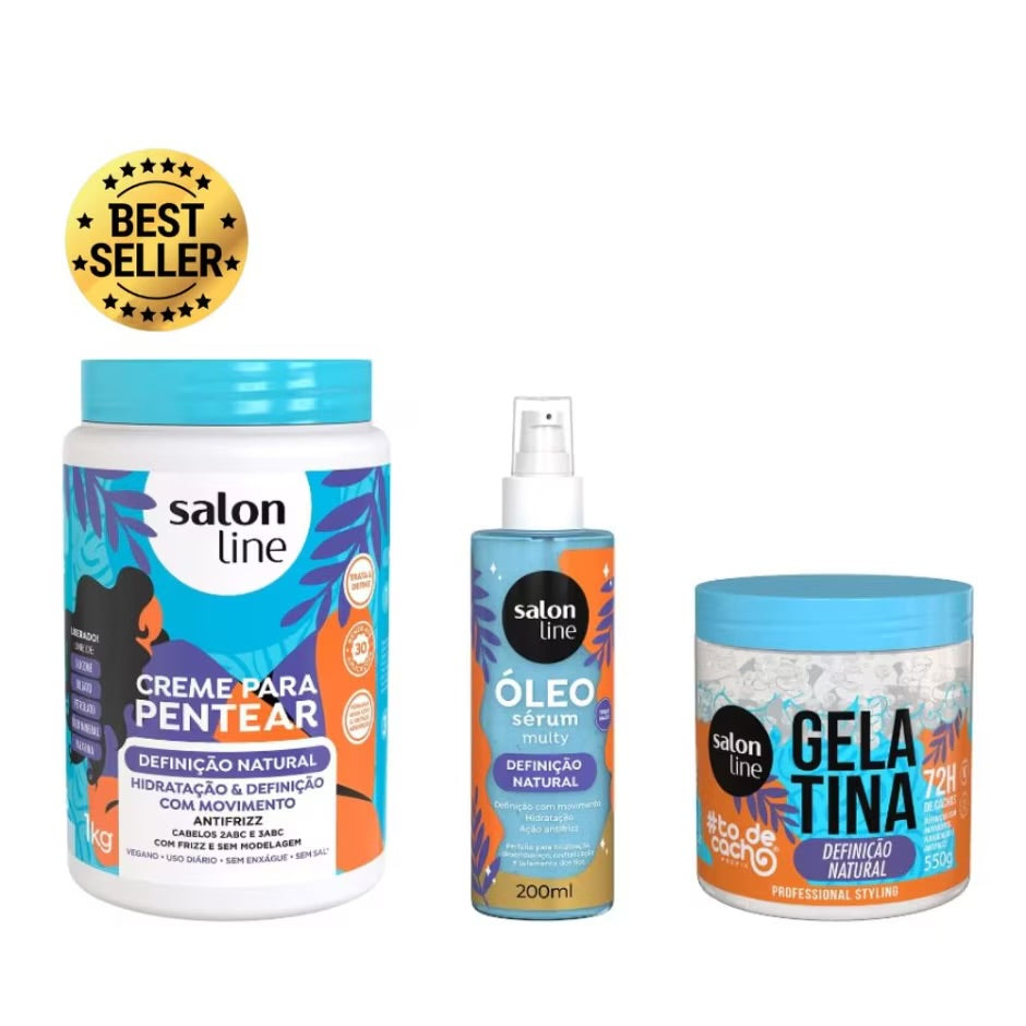 Trío Definición Natural Salon Line – Creme Para Pentear + Óleo Sérum + Gelatina