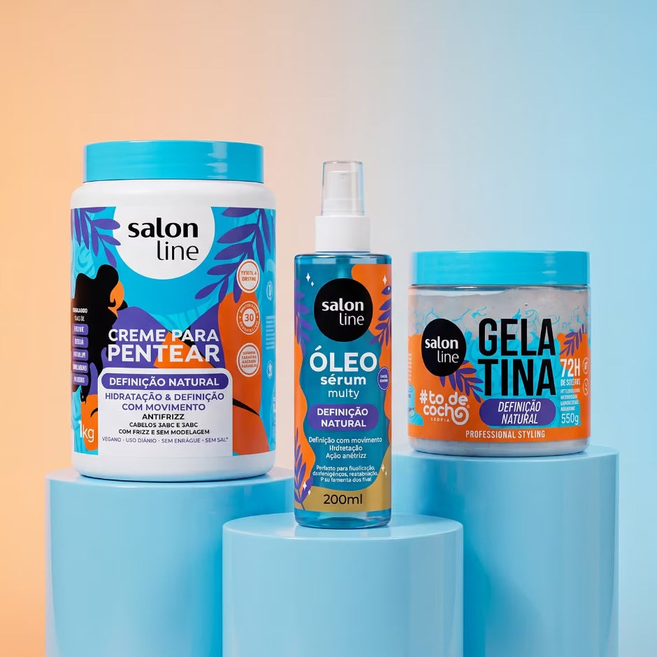Trío Definición Natural Salon Line – Creme Para Pentear + Óleo Sérum + Gelatina