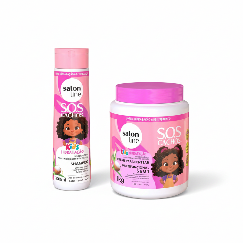 Kit SOS Cachos Hidratación Kids Salon Line - Shampoo y Crema Multifuncional