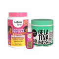 Combo Salon Line con crema Ultra Volumen Abacate, gelatina Babosa y óleo De Repente Pronta sobre fondo blanco