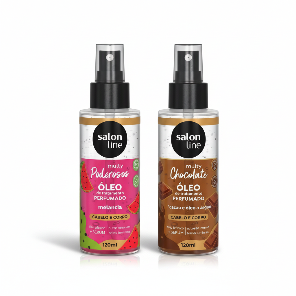 Dúo de óleos perfumados Salon Line Melancia y Chocolate sobre fondo blanco